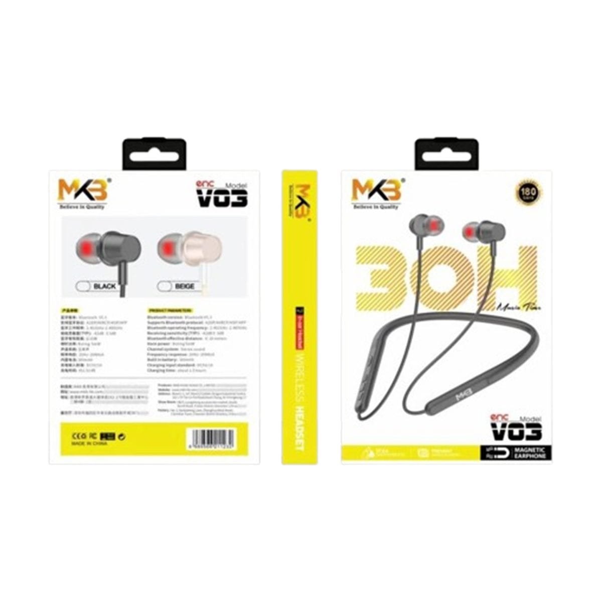MKB V03 Magnetic Waterproof ENC Wireless Neckband - Image 2