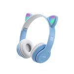 P47M LED Light Cute Cat Ear Wireless Headphones